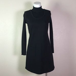 NINA LEONARD BLACK KNIT RETRO LONG‎ SLEEVE DRESS